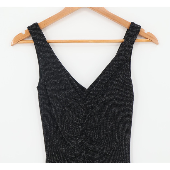 Vintage Cache Black Metallic Asymmetrical Dress Y2K 90s Glam Beaded Size‎ XXS - Picture 10 of 11